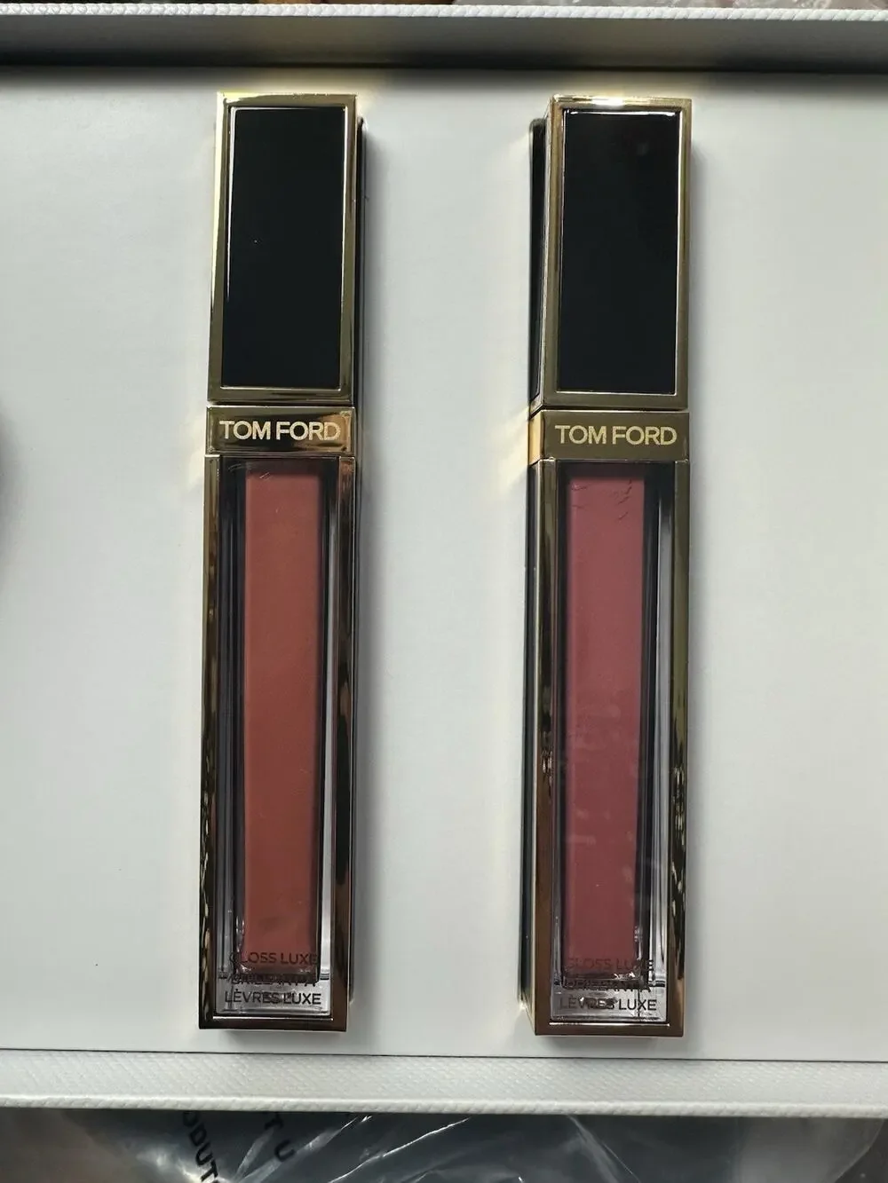 Tom Ford Lip Gloss Luxe Duo In Box ** 08 Inhibition, 22 Sunshine Pink MSRP $118